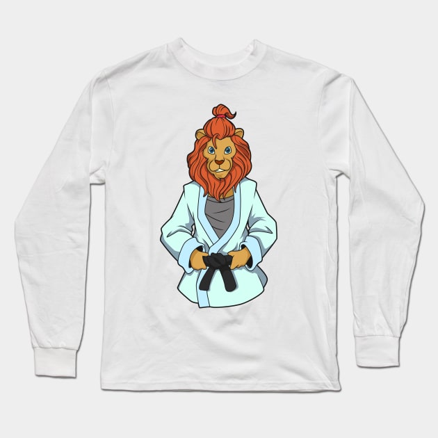 Comic lion does judo Long Sleeve T-Shirt by Modern Medieval Design